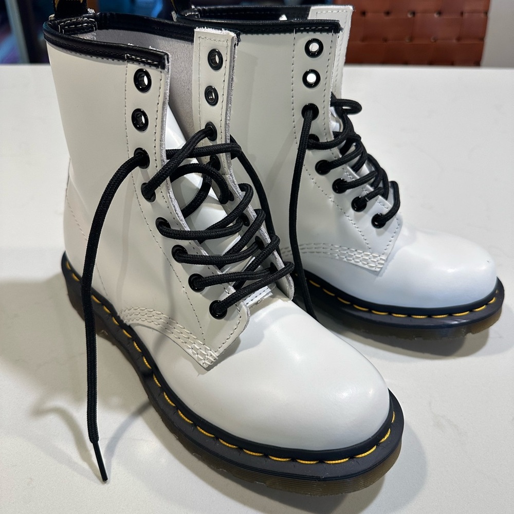 Dr Martens white Pascal combat boots